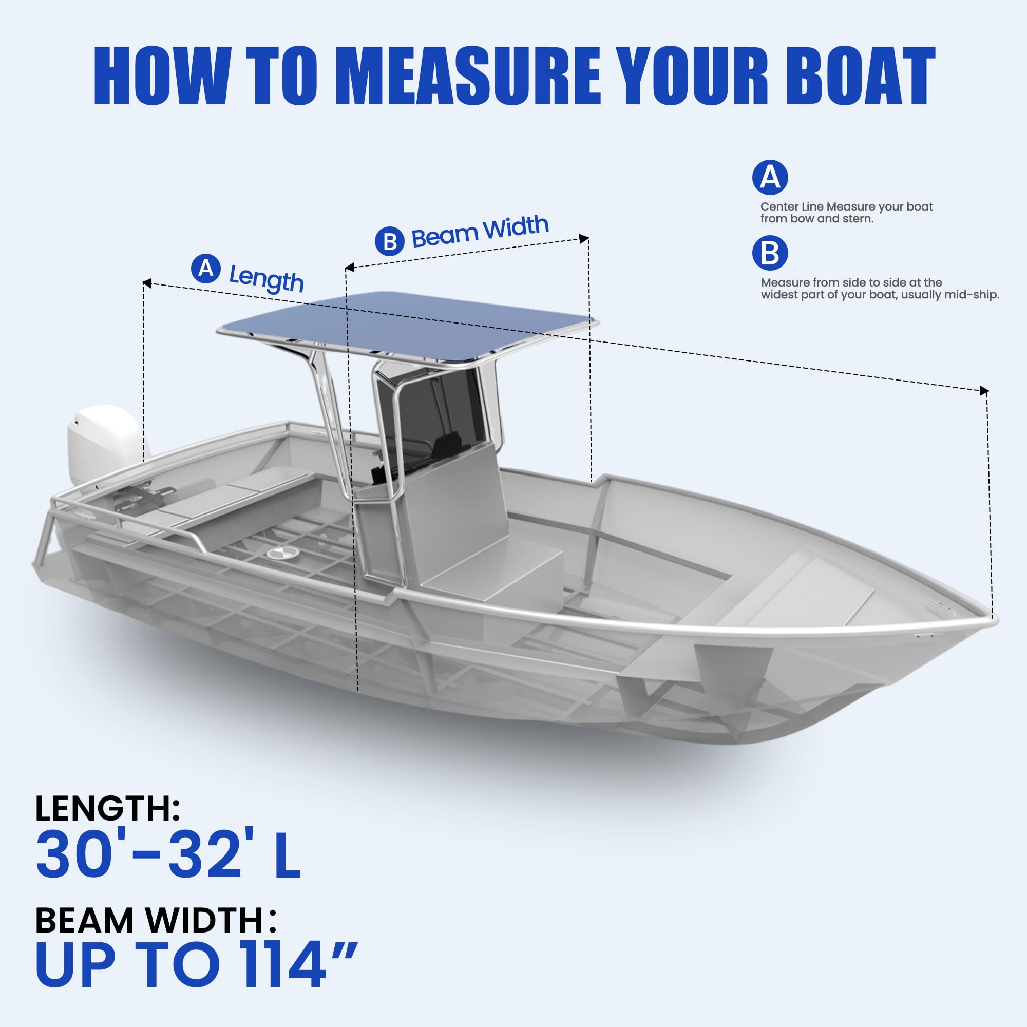Center Console Boat Cover 18-20ft, Trailerable T-Top/Hard-Top Boat Cover, Heavy Duty Marine Grade Oxford Waterproof Boat Covers