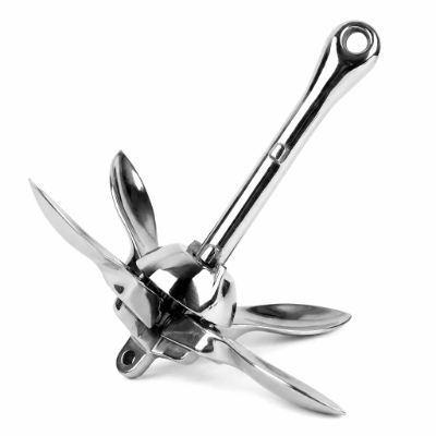 316 Stainless Steel Folding Grapnel Anchor Mirror Polished 0.7kg to 12kg for Boat and Marine Use