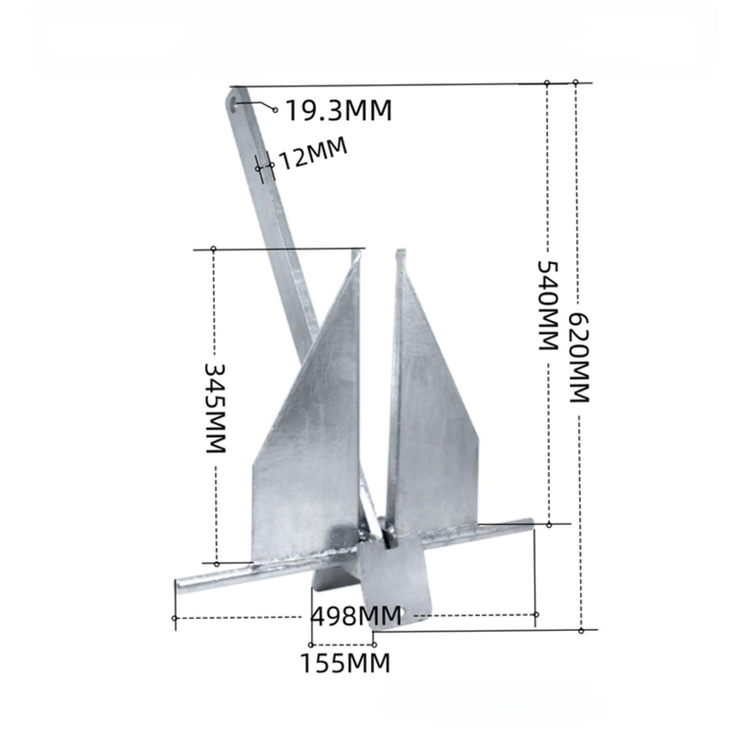 Galvanized Danforth Anchor, Stainless Steel Boat Anchor with Mirror Polish, Corrosion Resistant for Yacht/Sailboat/Fishing Boat