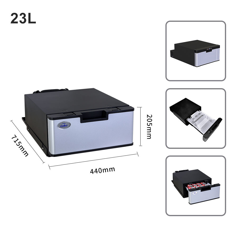 Airow Marine 23L 12/24V DC Compressor Drawer Fridge - Shock-Resistant Stainless