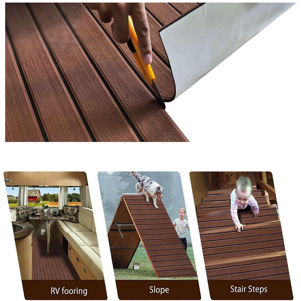 Light Brown EVA Faux Teak Marine Decking Mat - Anti-Slip, UV-Protected (5.5-6mm)