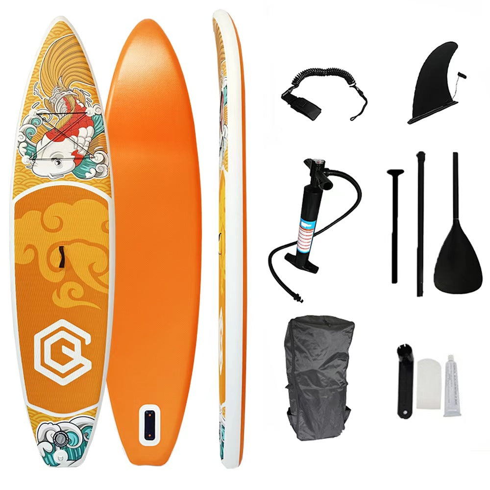 Inflatable SUP Paddleboard - 180kg Capacity, Portable Design & Koi Graphic