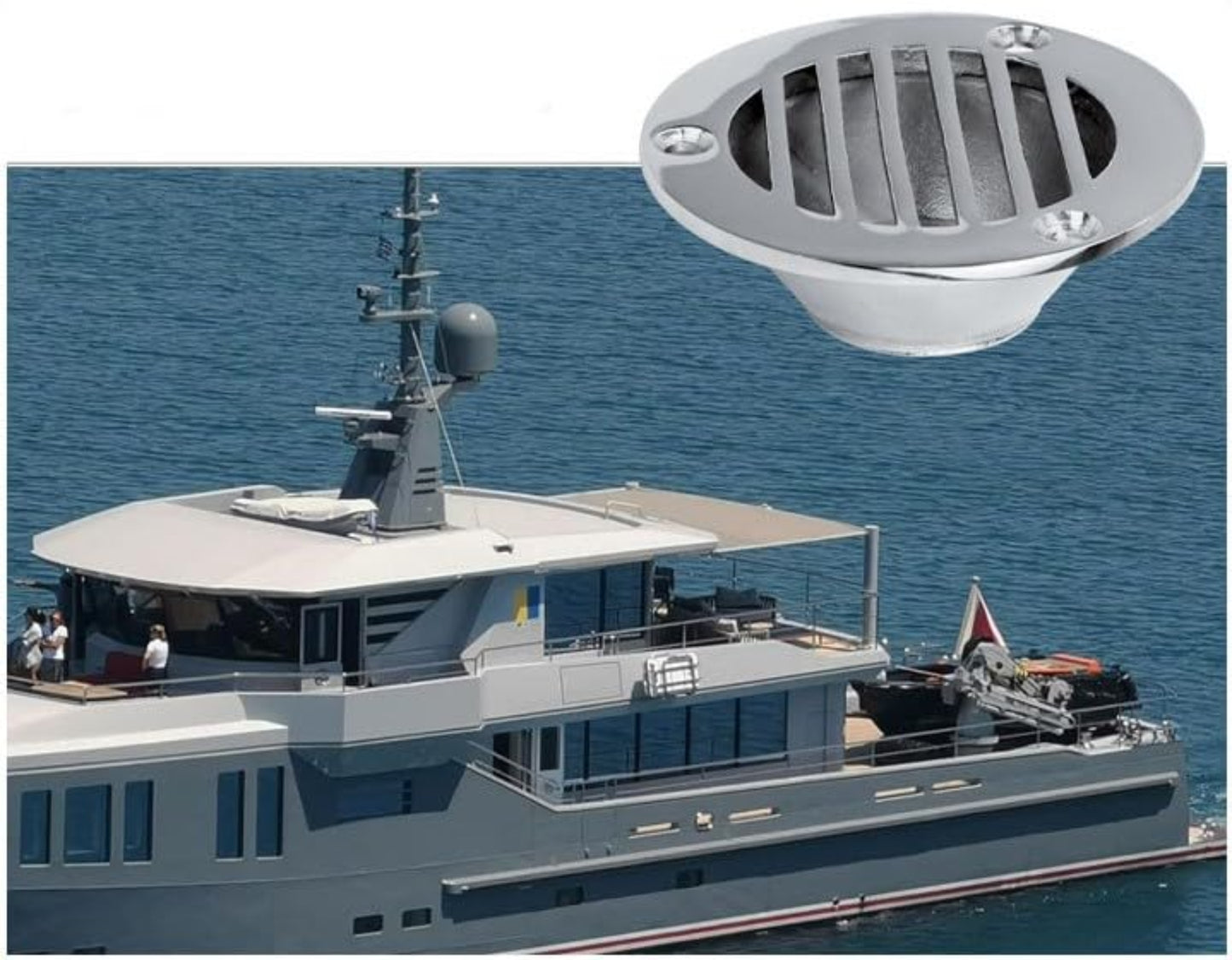 Dreno de convés para piso de barco sem câmara, dreno de convés com ferragens marítimas de aço inoxidável 316, encaixe de encanamento embutido para iate, lancha, barco de pesca