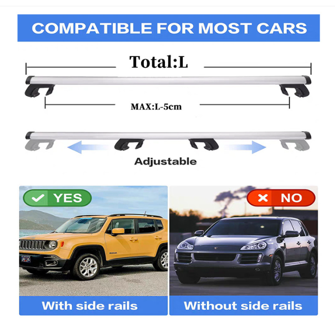 Universal SUV Roof Rack Crossbars - Aluminum Alloy, No-Drill Installation