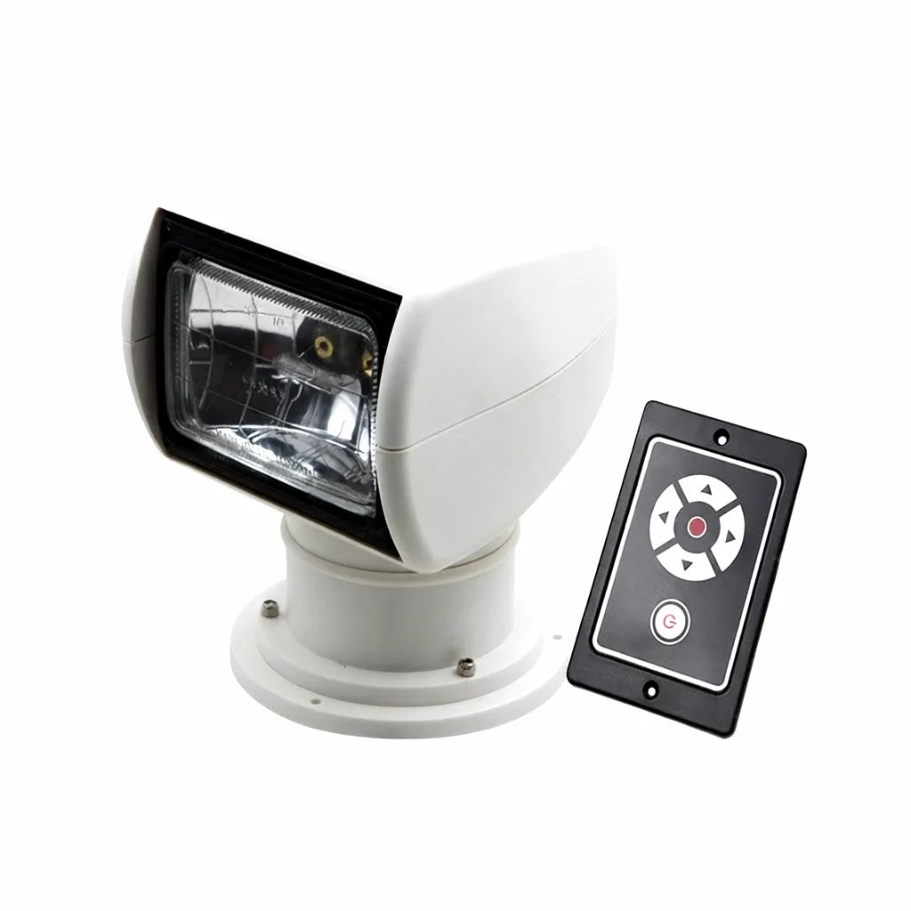 AirowMarine Remote-Controlled Marine Spotlight with White Weatherproof Housing and Black Control Panel