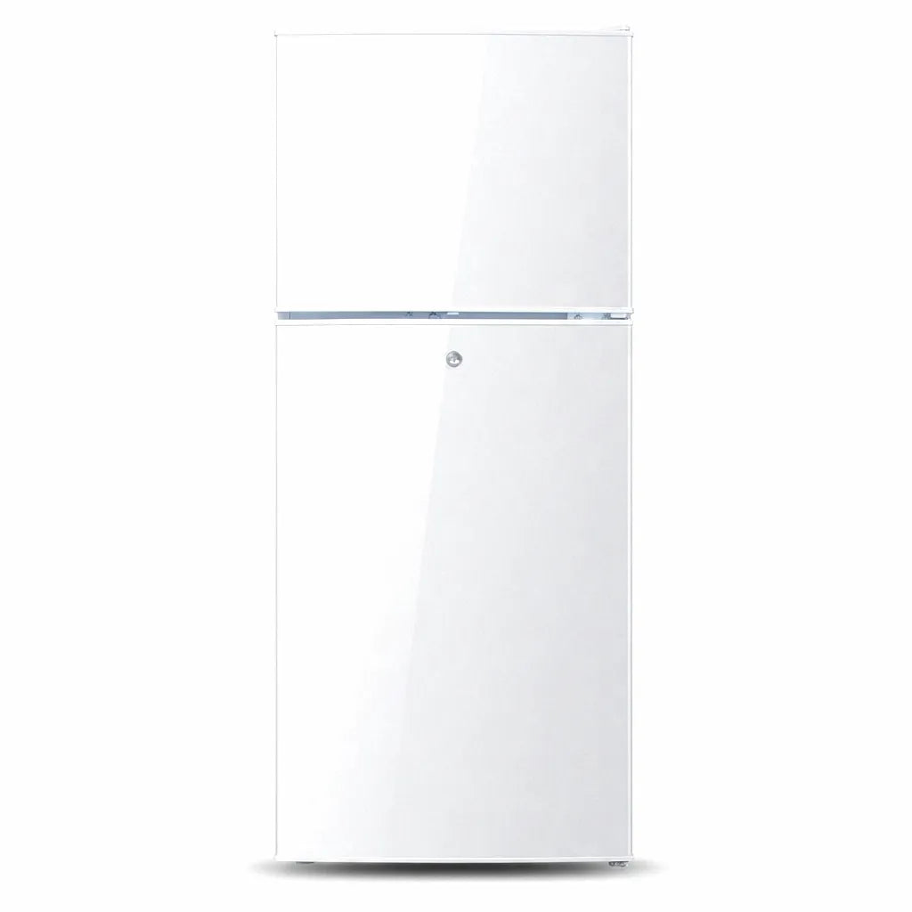 Airow Marine 160L Double-Door 220V Refrigerator, Front View, Gloss White Finish