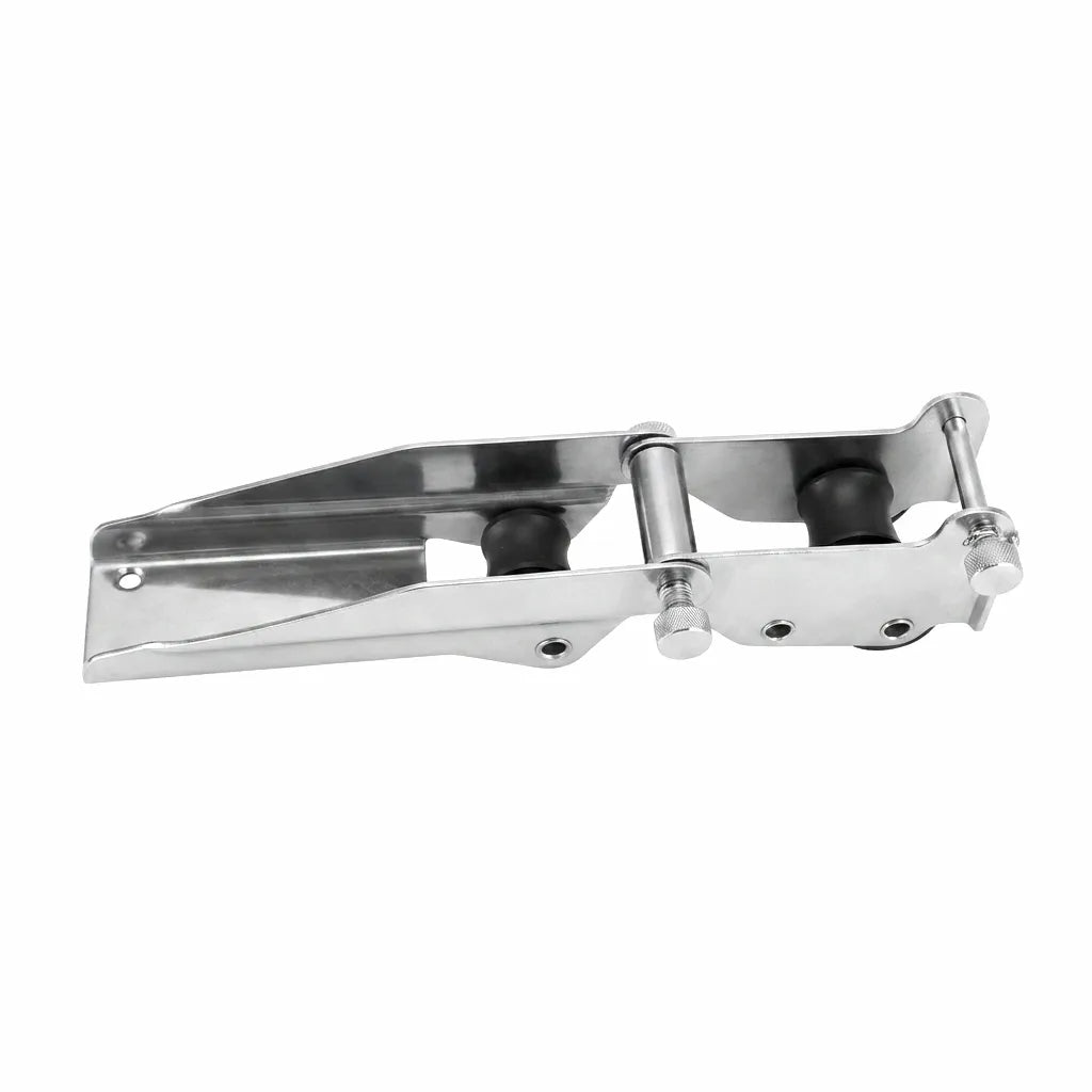 Airow Marine 330 Folding Anchor Bracket, highly polished 316 marine-grade stainless steel on a pure white background