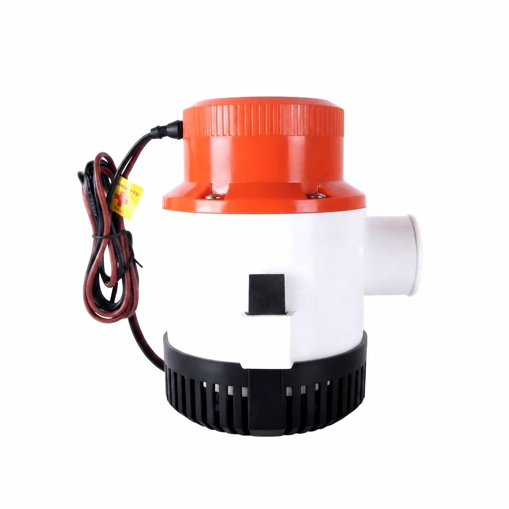 Airow Marine 12V DC 4700 GPH manual bilge pump with heavy-duty ABS construction and orange cap on white background.