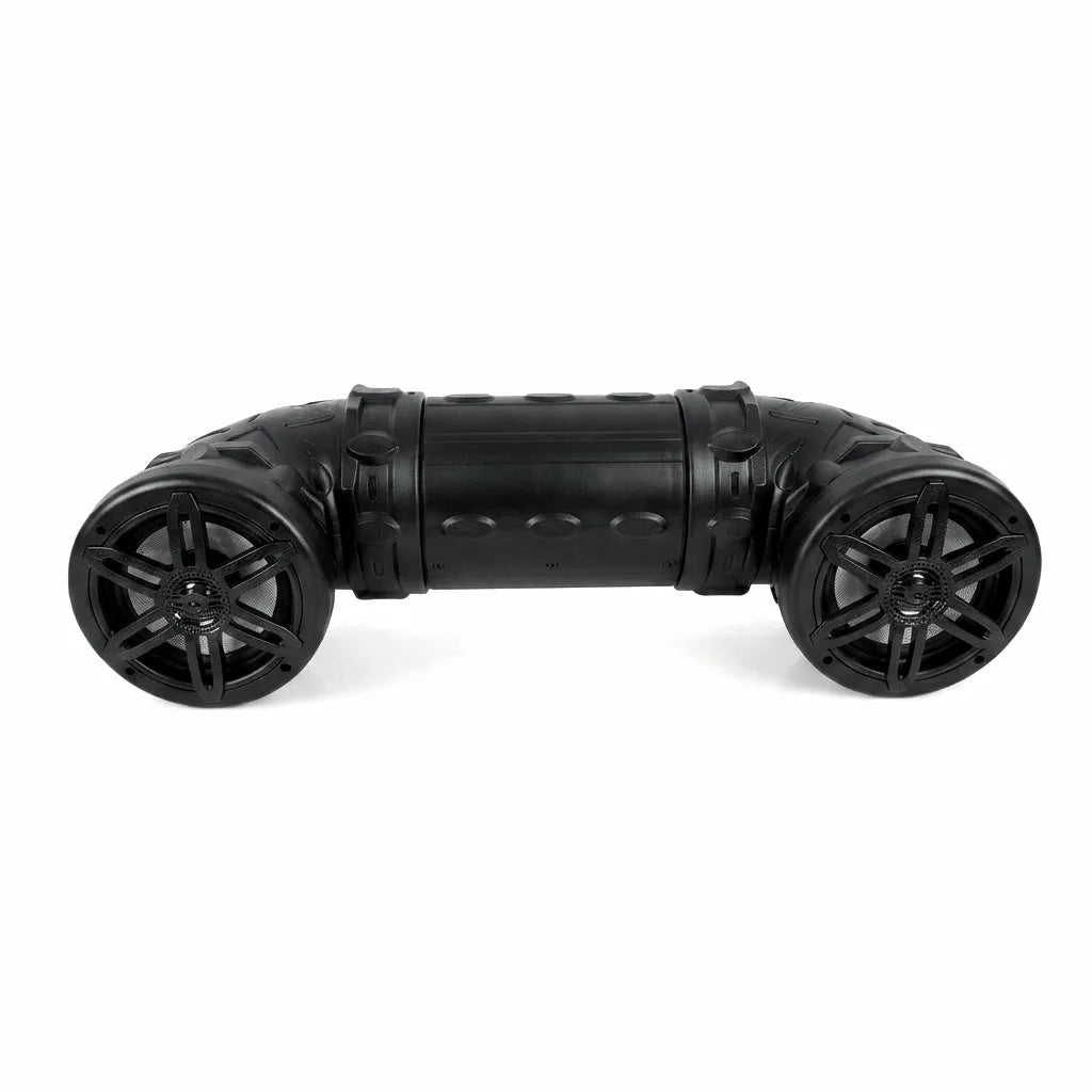 Airow Marine 5.25-inch dual marine-grade bluetooth speaker system in matte black UV-stabilized polymer housing on a pure white background.