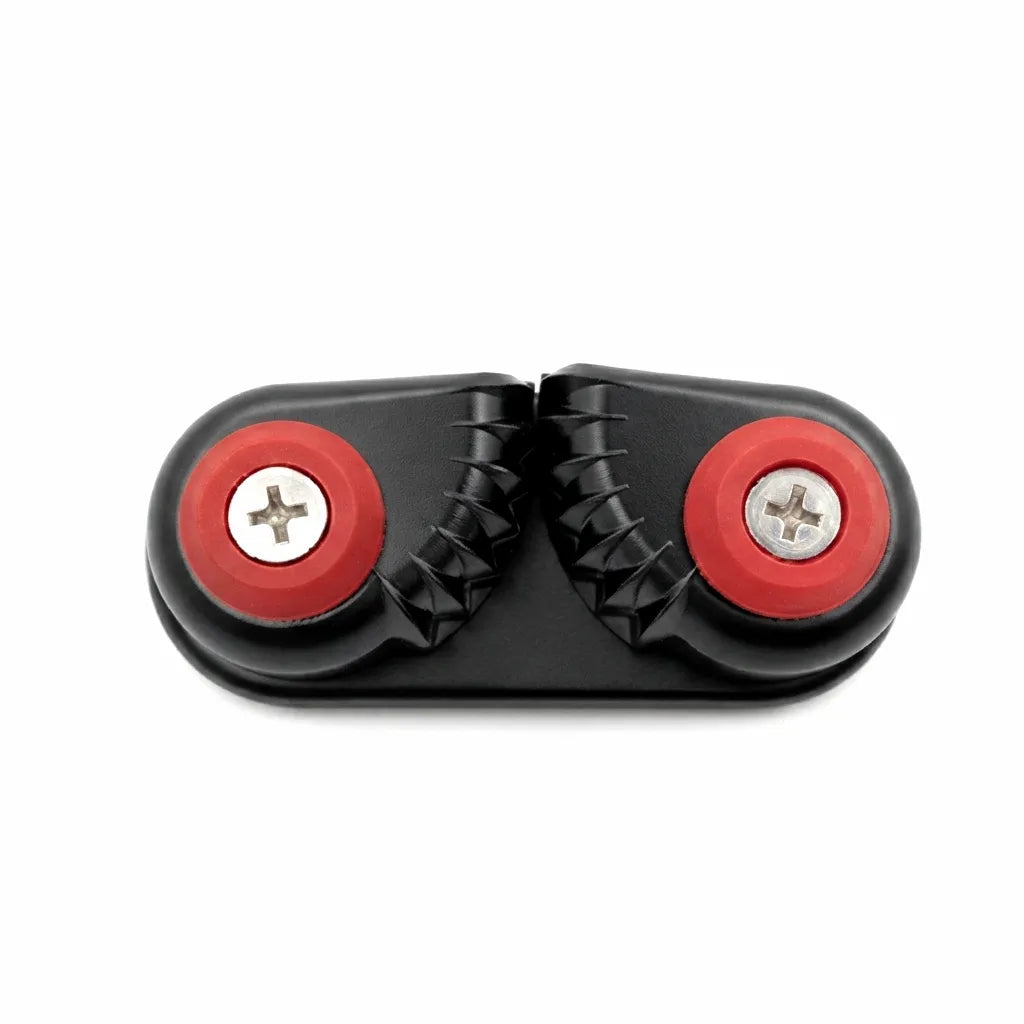 Airow Marine High-Strength Aluminum Alloy Rope Cleat in Black Anodized Finish with Red Accents
