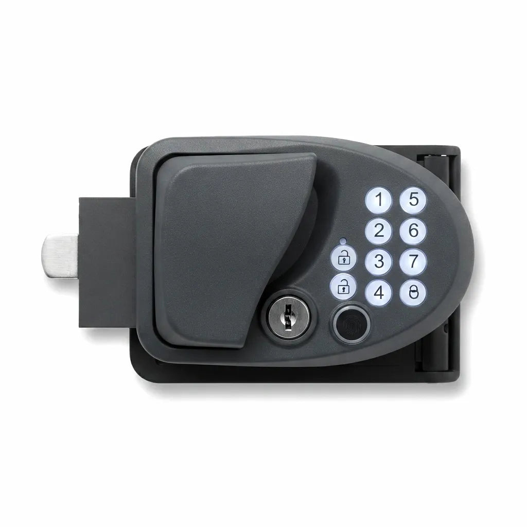 Airow Marine Dual-Action Electronic Yacht Code Lock with Keypad and Keyhole, matte dark grey finish