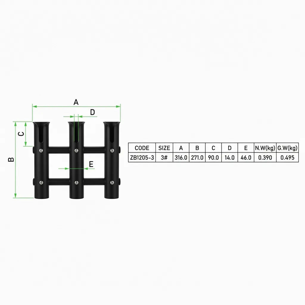 Technical dimension drawing for model ZB1205-3 showing total width of 316mm, height of 271mm, and tube depth of 240mm.