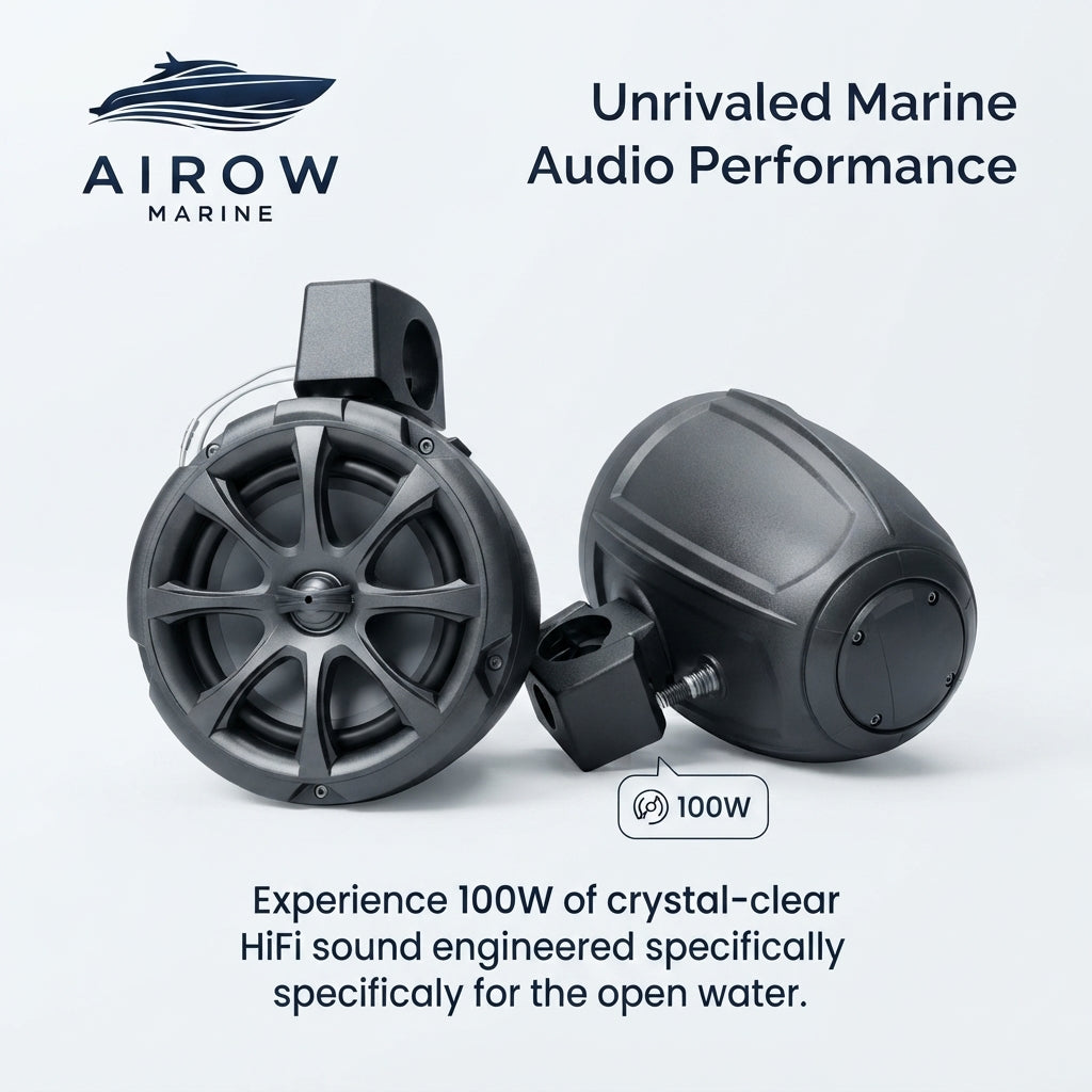 Airow Marine Wakeboard Tower Speakers - 100W IP-X6 Waterproof (6.5")