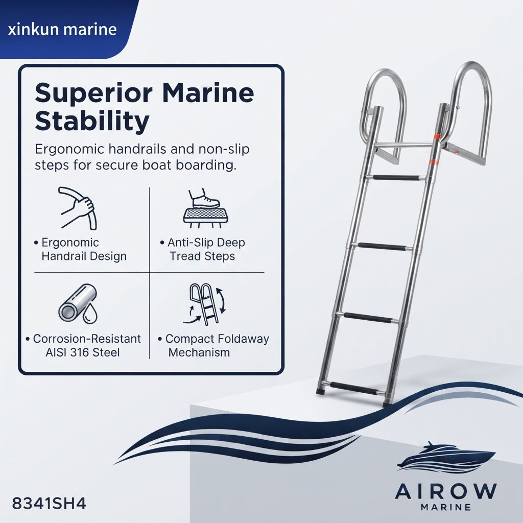 AiroMarine 4-Step Telescopic Boat Ladder - 316 Marine Stainless Steel (87cm)