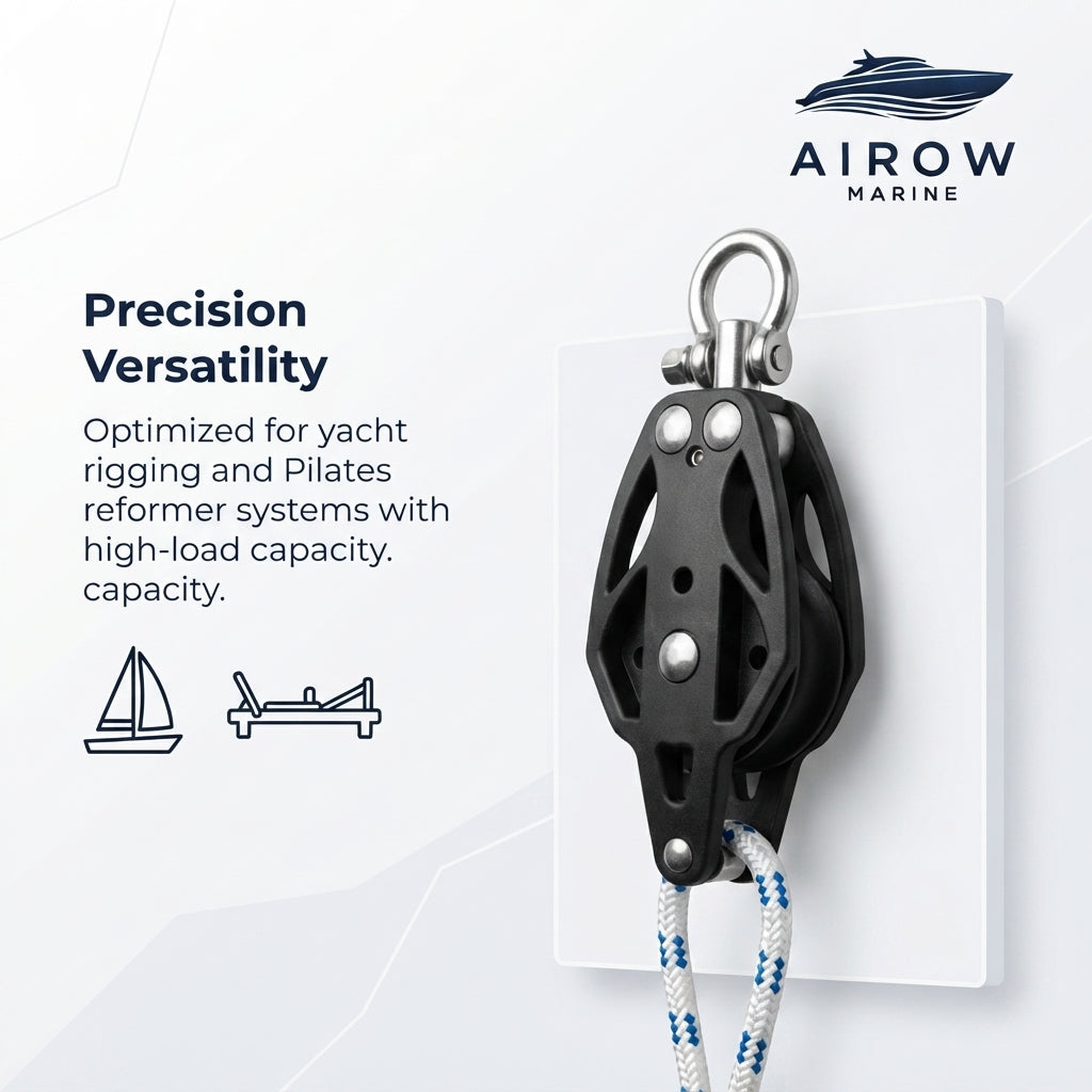 Black Nylon Sailing Pulley – High-Performance Low-Friction (100mm) – marine application view