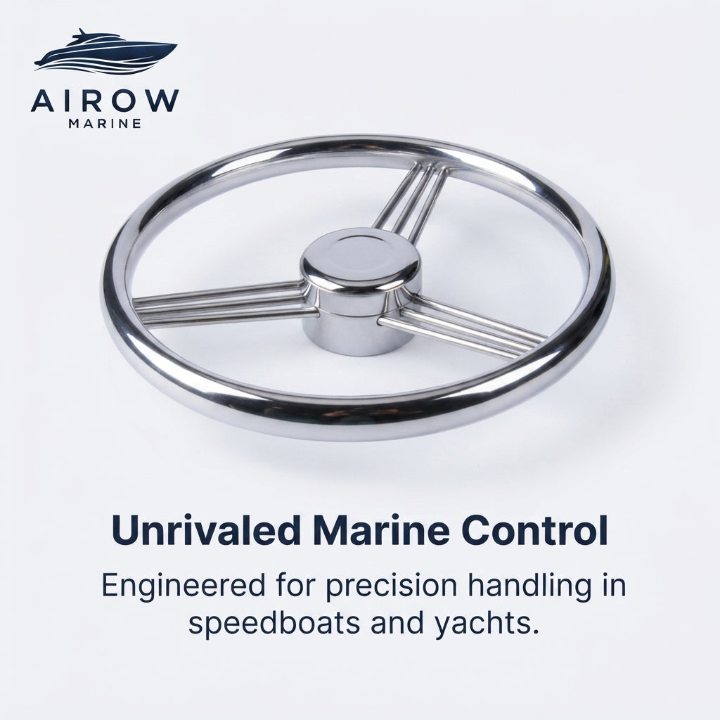 Airow Marine 316 Stainless Steel Boat Steering Wheel (13.5-Inch)