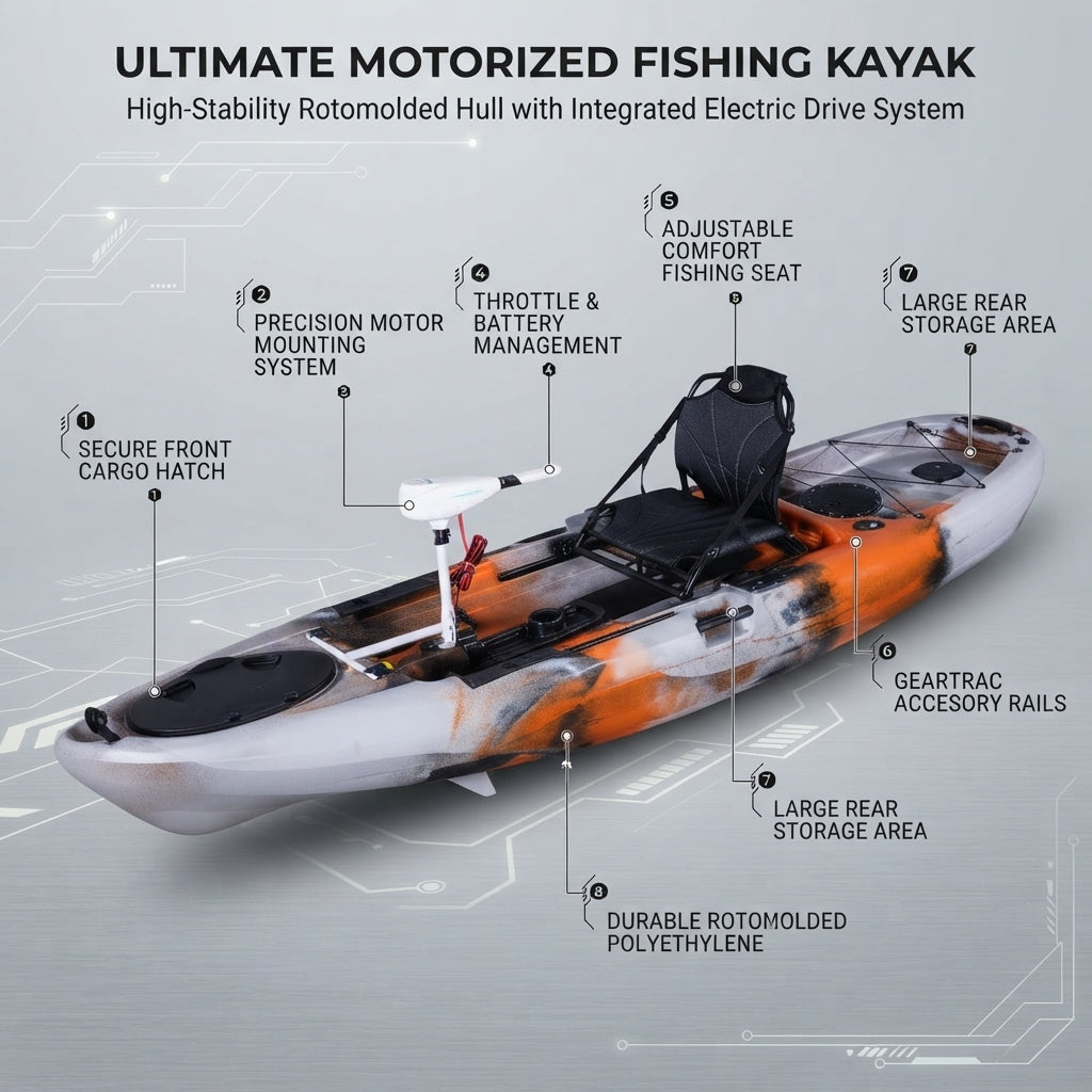 Motorized Fishing Kayak – High-Impact Rotomolded PE (3950mm) – marine application view