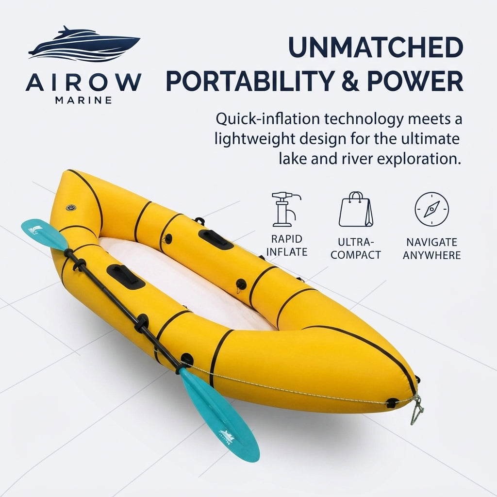 Airow Marine Inflatable Packraft - Multi-Layer PVC Kayak (Single-Seat)