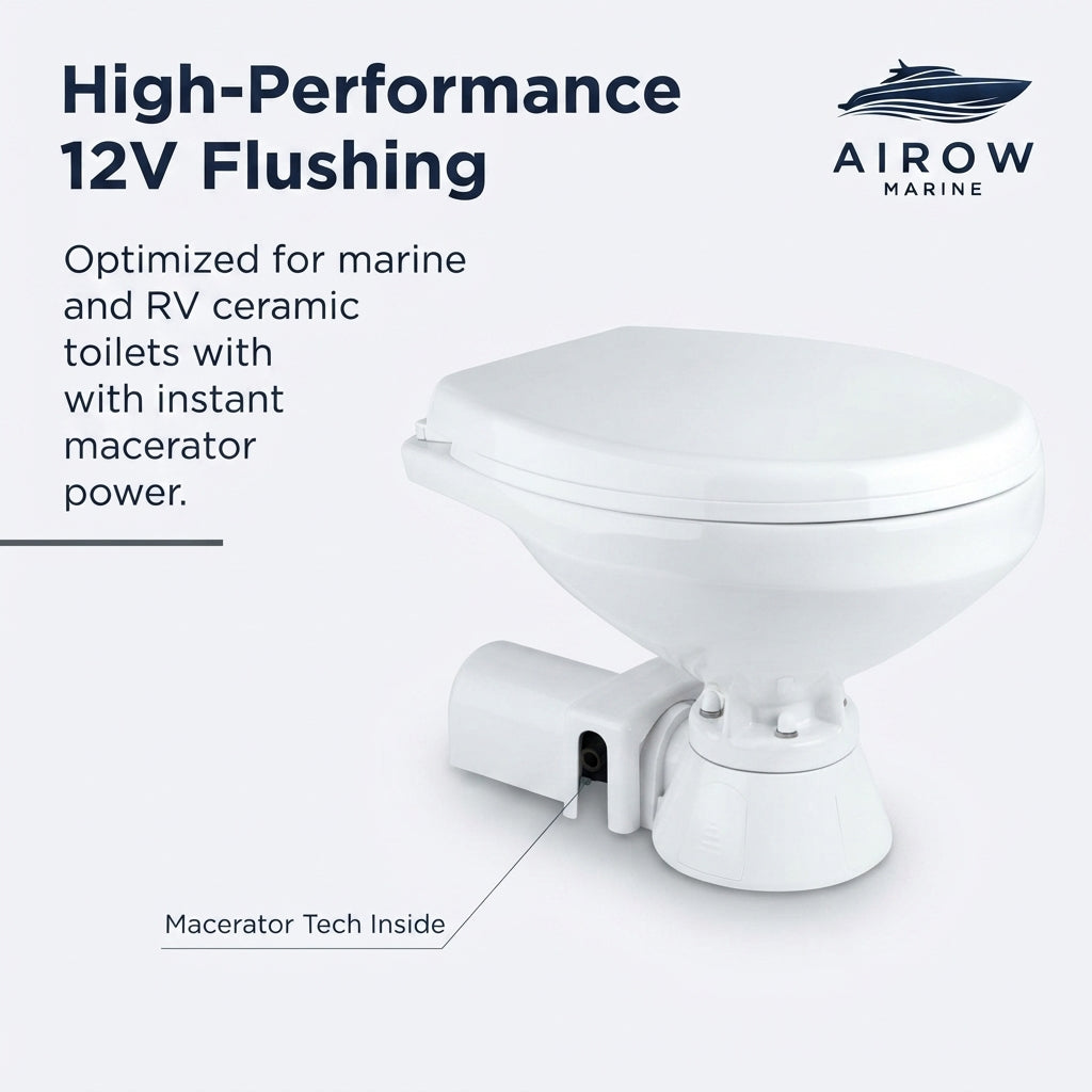 Airow Marine Electric Toilet - 12V High-Efficiency Pump (492mm)
