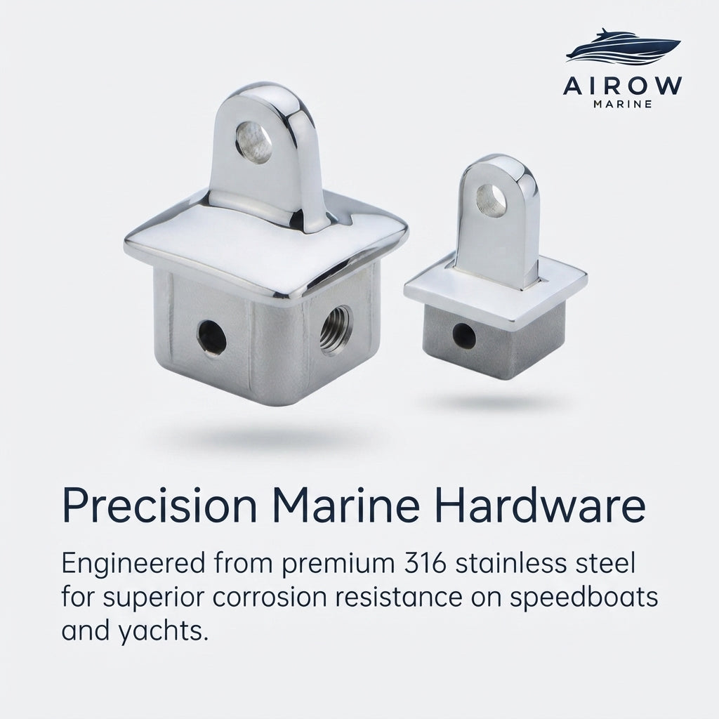 32MM 316 SS Square Tube End & Sliding Caps - Marine Yacht Hardware (Polished)