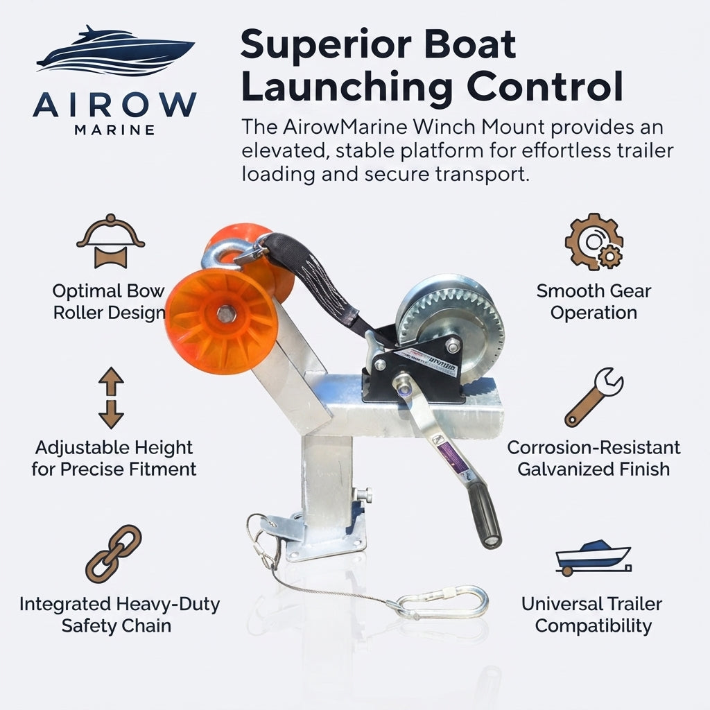 Boat Trailer Winch Mount – 1200lb Marine-Grade Galvanized Steel – marine application view