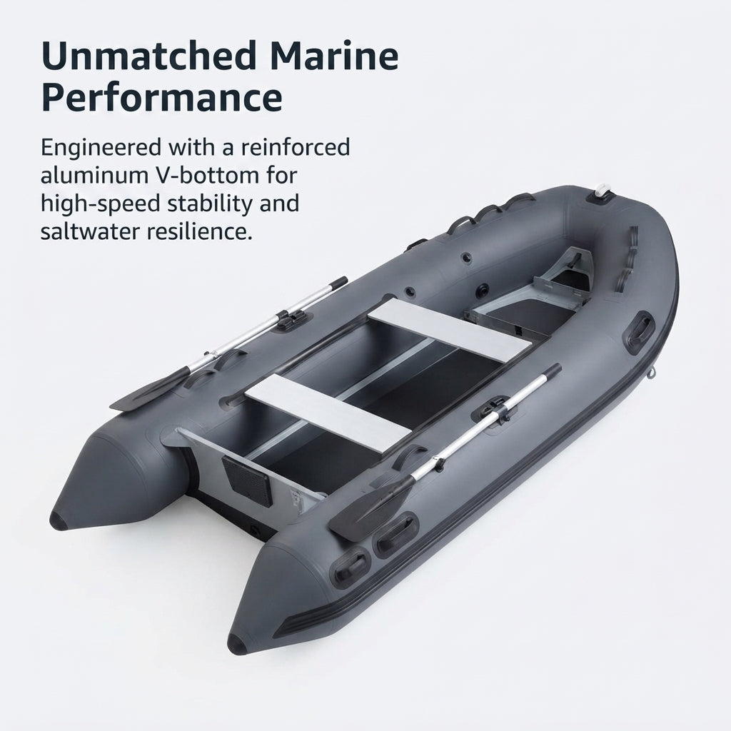 Airow Marine Aluminum V-Hull RIB Inflatable Fishing Boat - Saltwater Reinforced