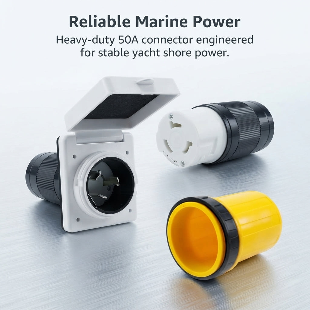 50A Marine Shore Power Inlet & Locking Connector Kit - Universal 4-Wire