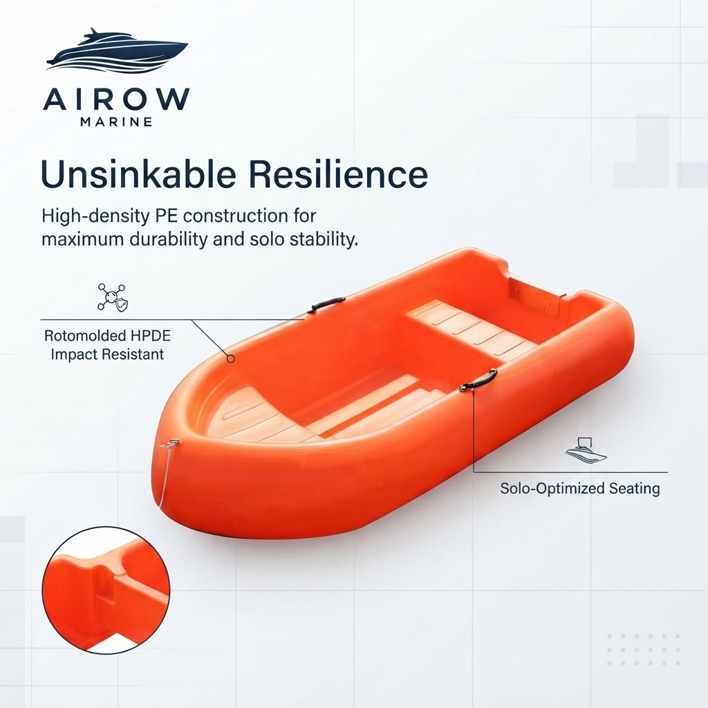 Airow Marine 2.3m Solo Fishing Boat - 5mm Rotomolded PE (Orange)