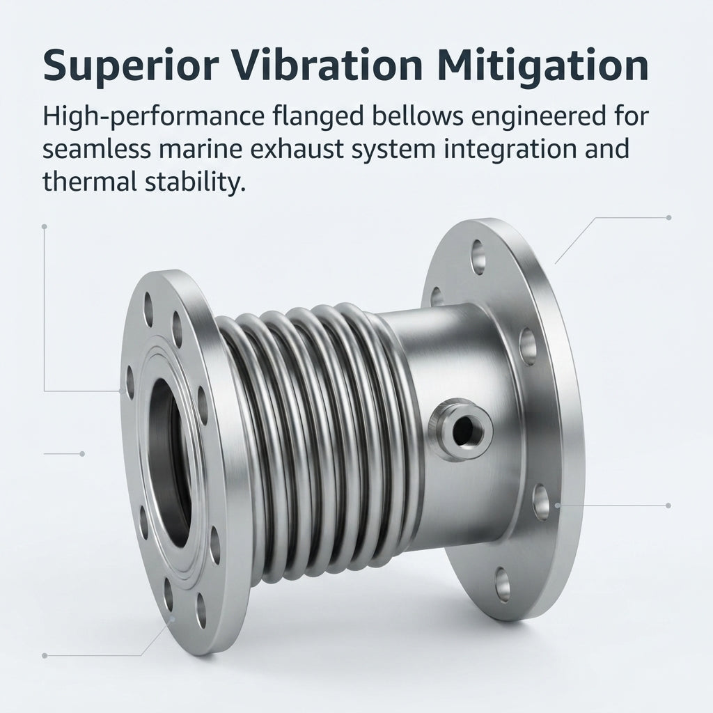 Marine Exhaust Bellows Expansion Joint - 316L Stainless Steel Flanged Vibration Damper