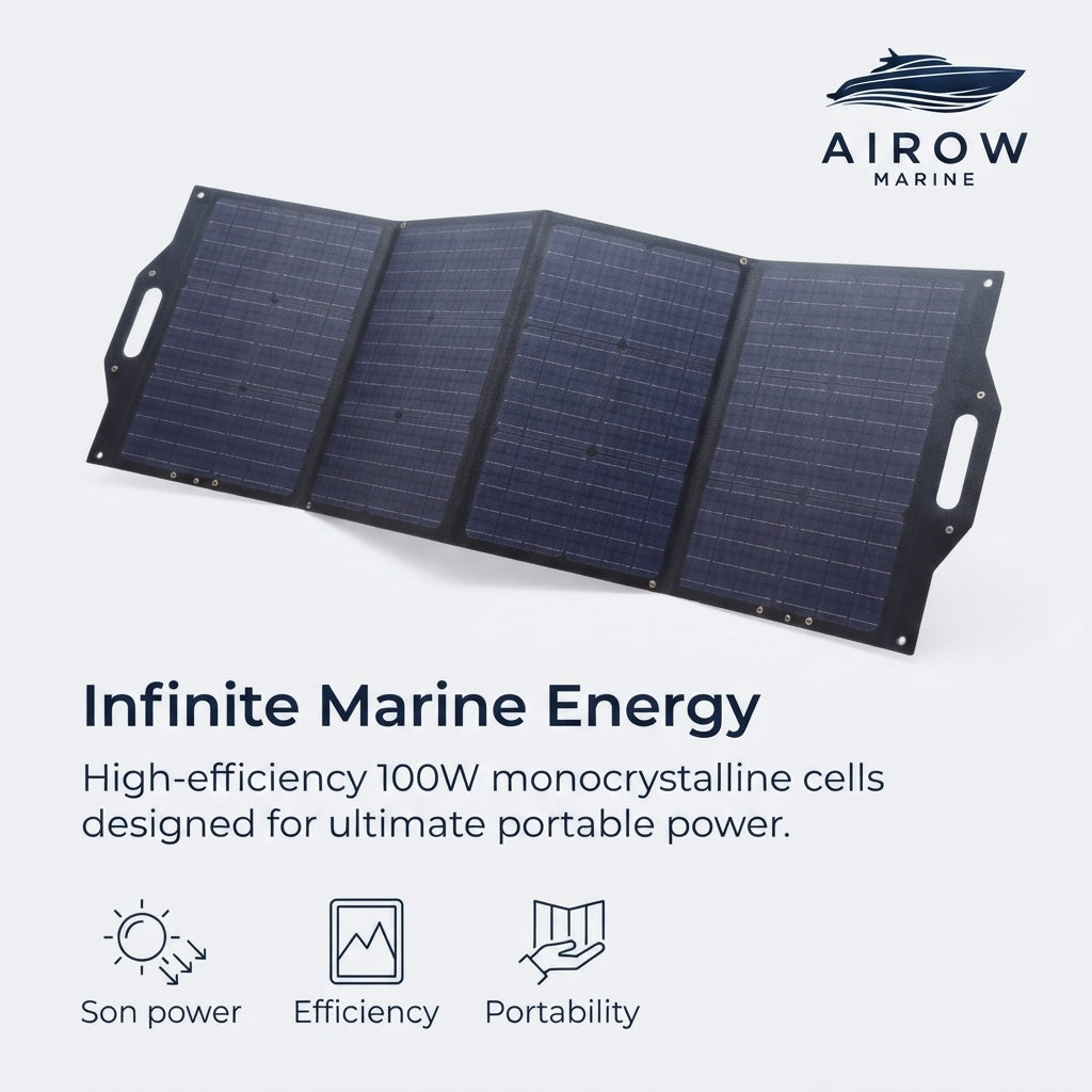 Airow Marine 100W Folding Solar Panel - Dual USB Monocrystalline (540x404mm)