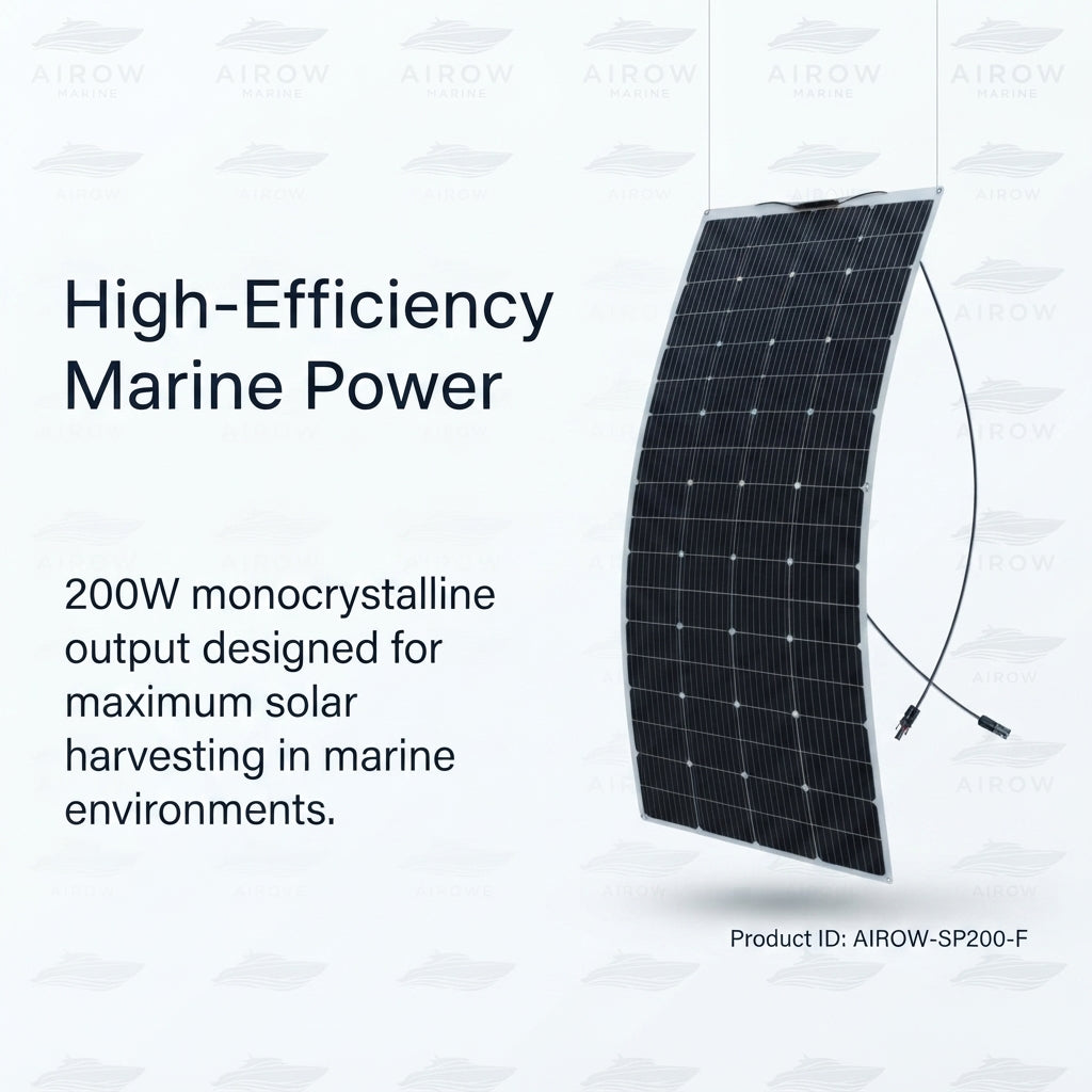 Flexible Marine Solar Panel - 200W Monocrystalline Curved (1570x700mm)