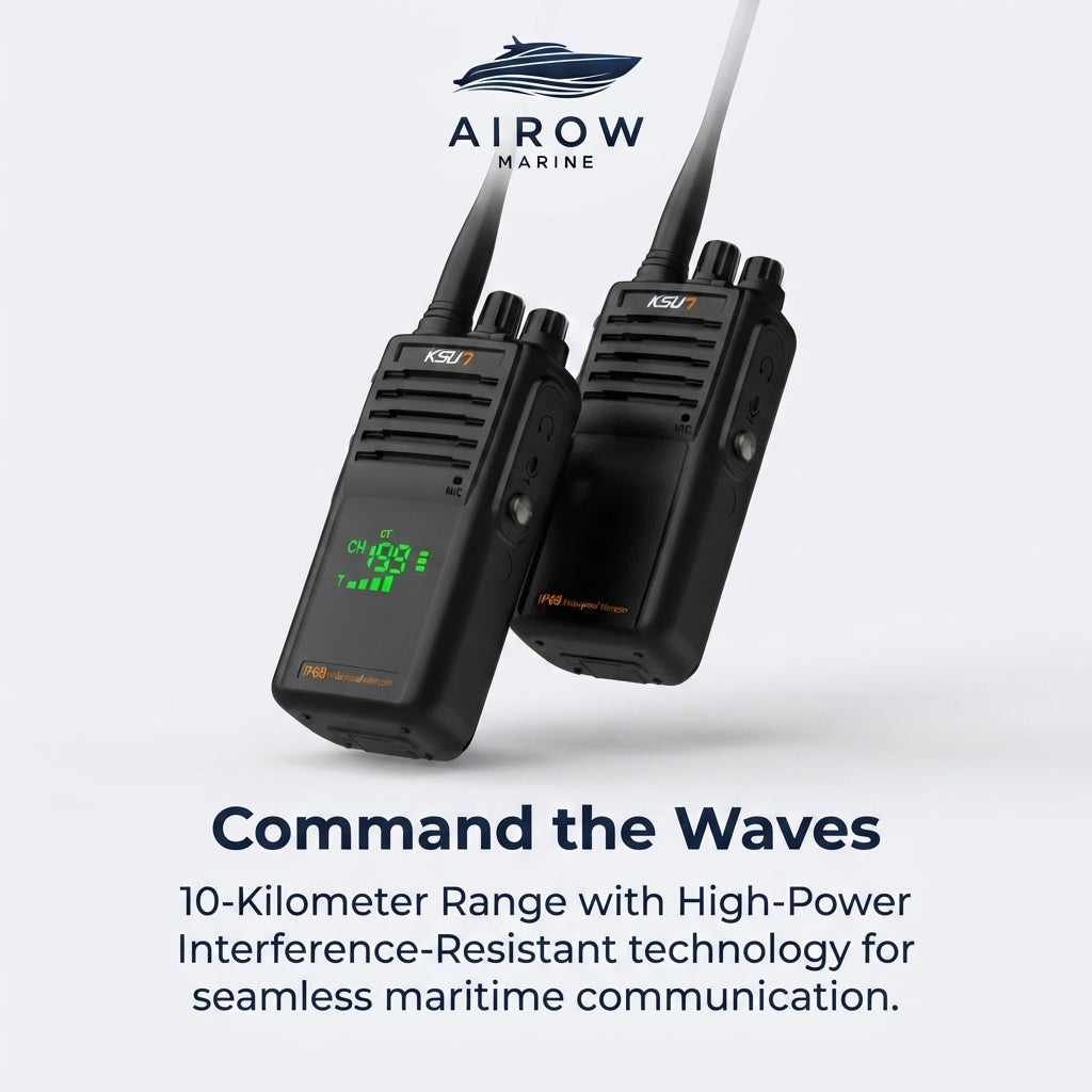 Airow Marine KSU7 Walkie-Talkie - IP68 Waterproof & 10km Range (110mm)