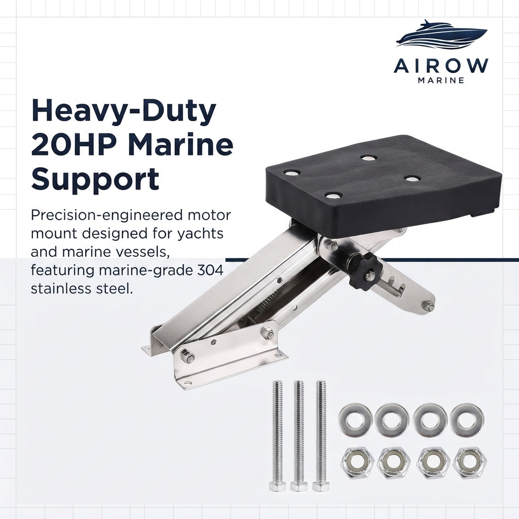 Airow Marine 20HP Adjustable Outboard Engine Mount - 304 Stainless Steel