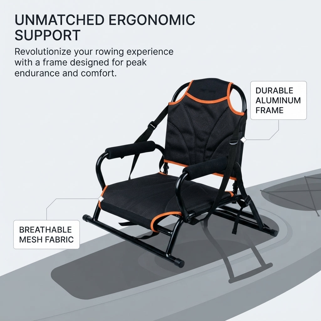 Portable Kayak Canoe Seat - Adjustable Aluminum Frame & Breathable Mesh