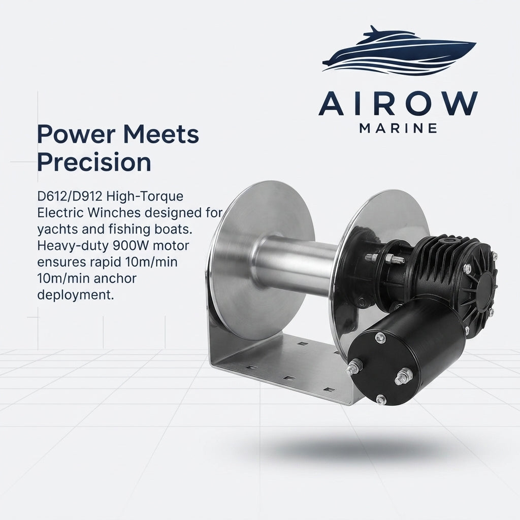 AirowMarine D612/D912 Electric Anchor Winch – 12V DC, 330-485lb Pull – marine application view