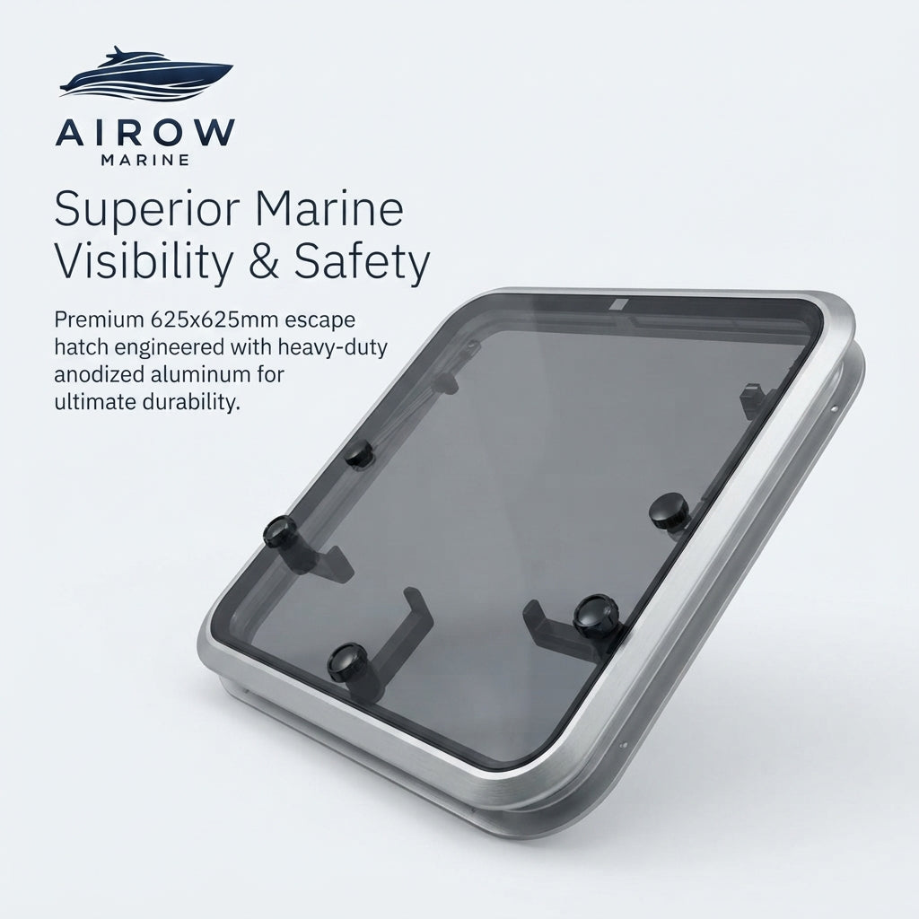Airow Marine Escape Hatch Window - Anodized Aluminum (625x625mm)