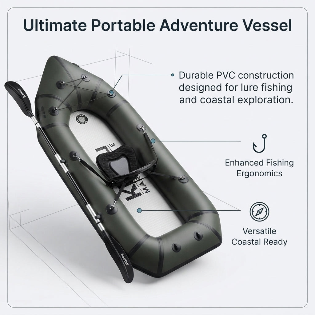 AirowMarine Explorer Inflatable Kayak – Reinforced PVC & Motor Ready (230-280cm) – marine application view