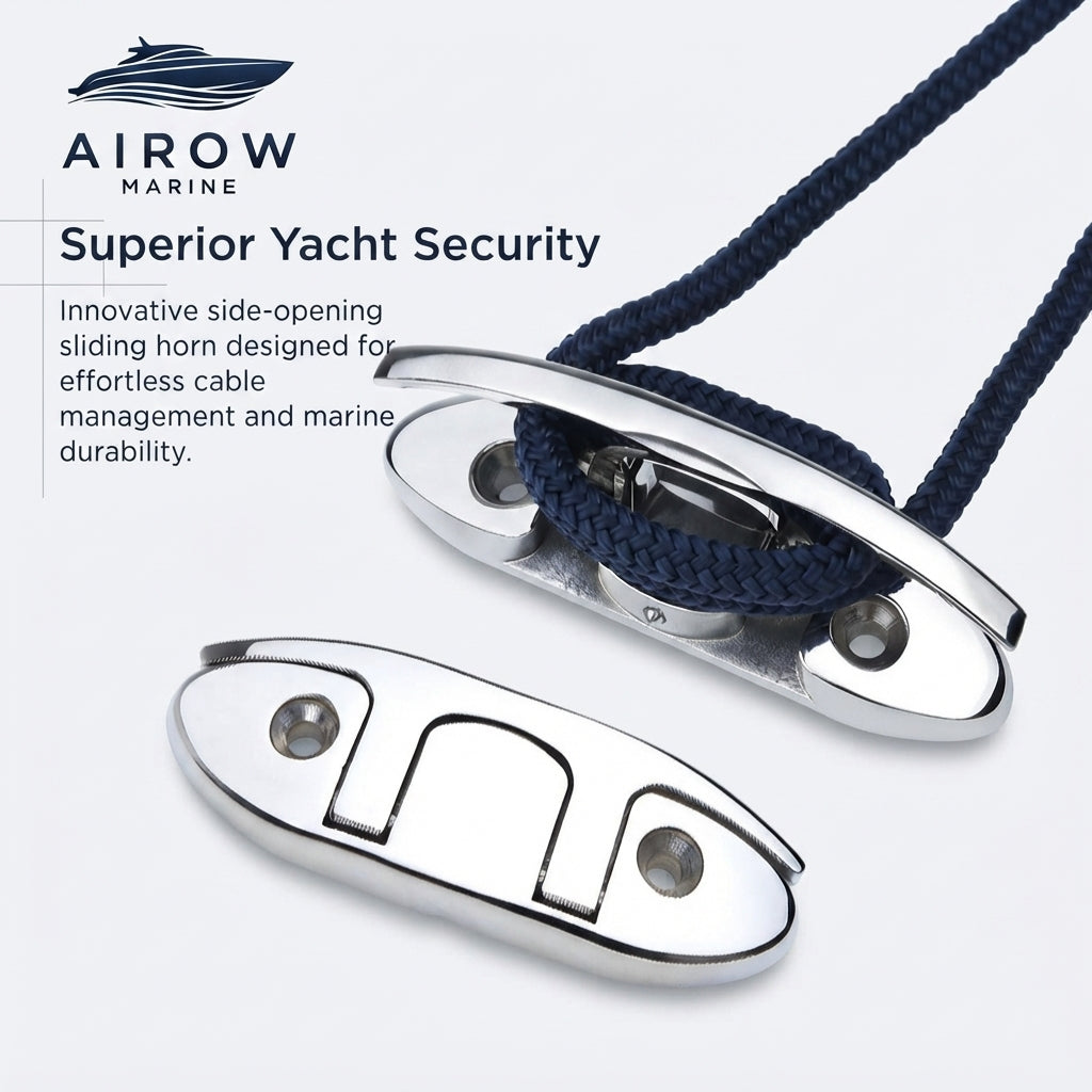 6-inch 316 Stainless Steel Folding Marine Cleat - Mirror Polished Yacht Hardware
