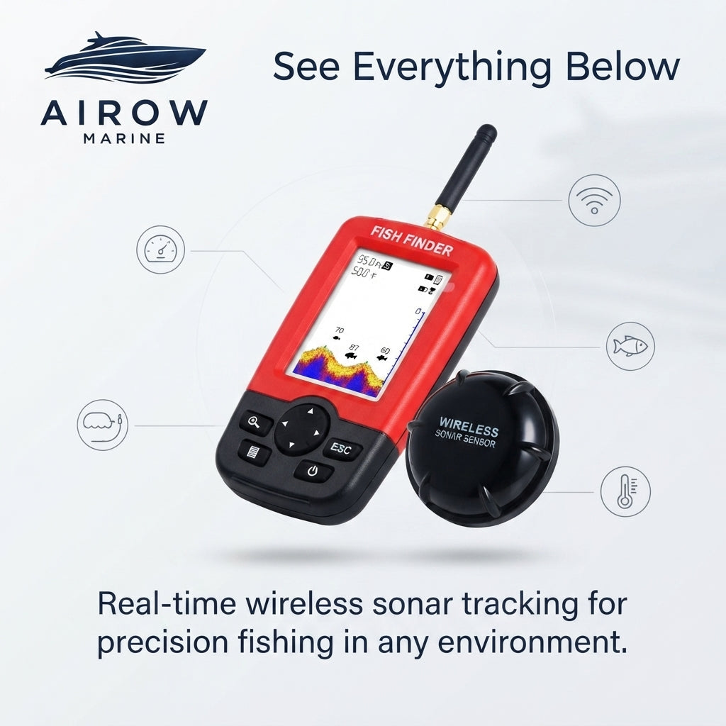 AirowMarine Wireless Sonar Fish Finder - HD Underwater Detector (Handheld)