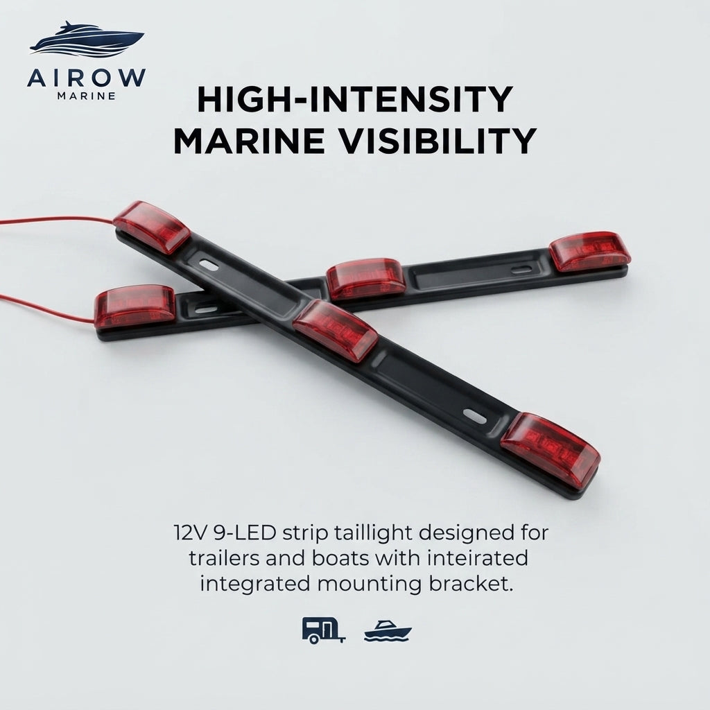 12V Red 9-LED Strip Taillight – Universal Marine & Trailer Brake Light (360mm) – marine application view