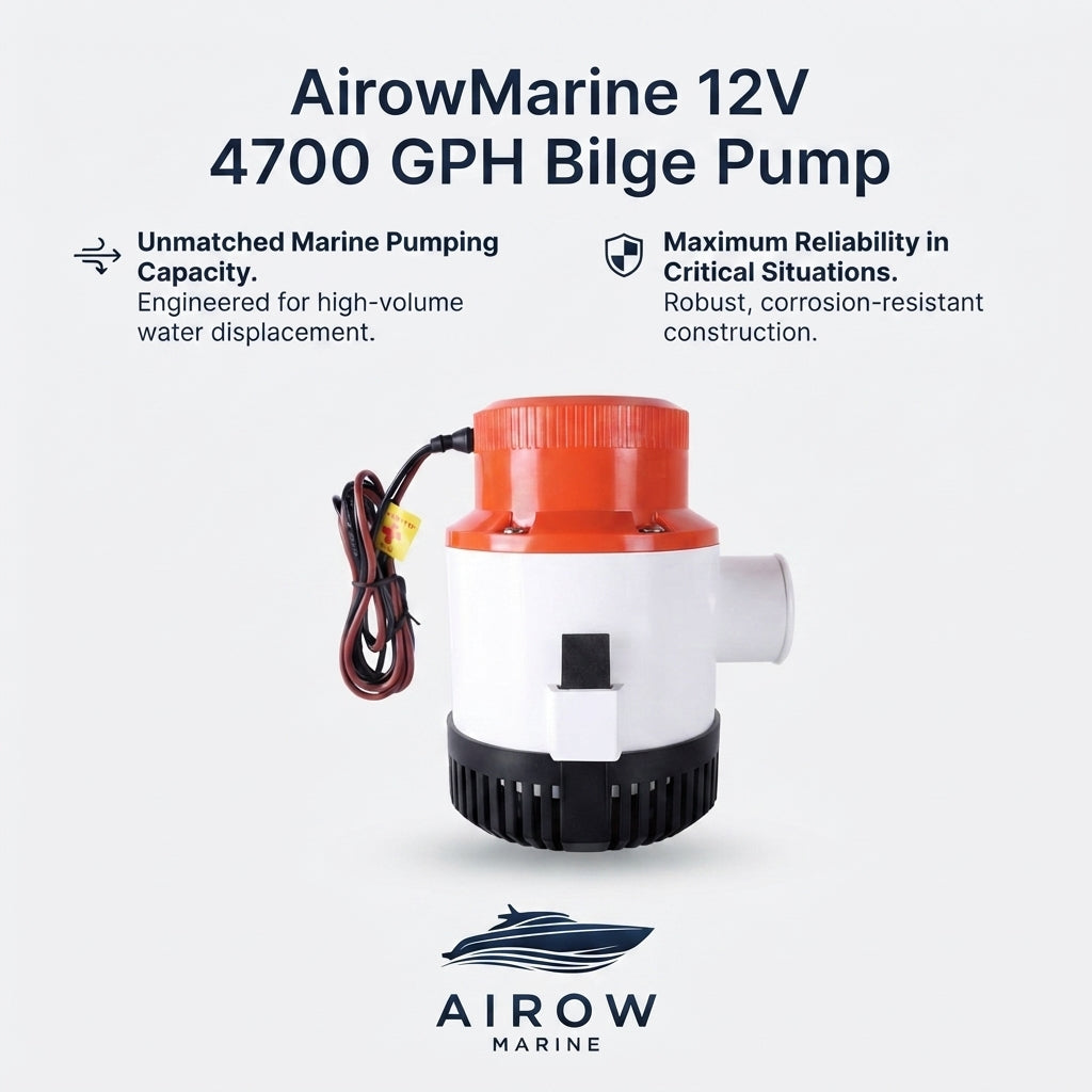 Airow Marine Manual Bilge Pump - 4700 GPH Heavy-Duty 12V DC (50mm Outlet)