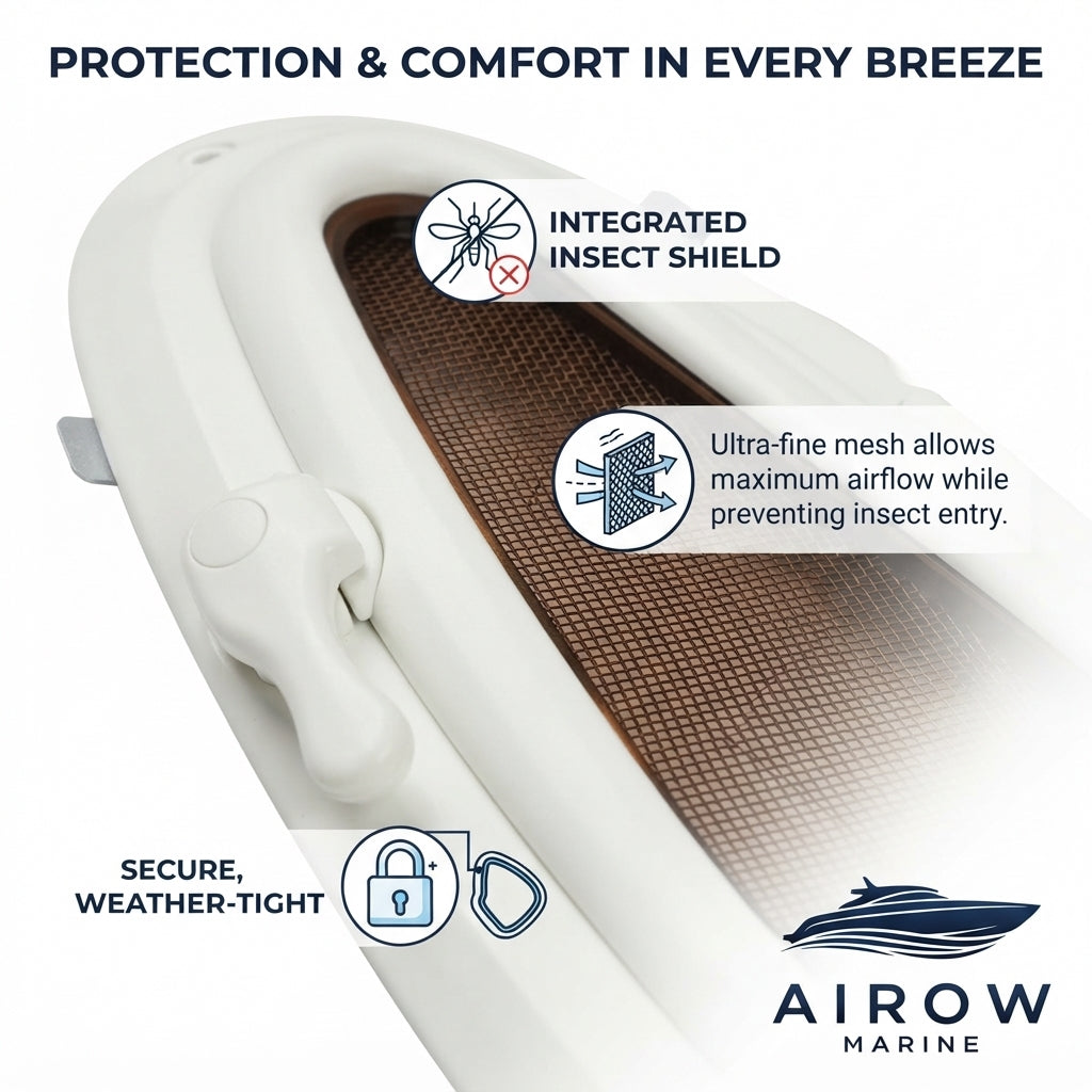 AirowMarine Pro-X Oval Porthole - Emergency Escape & Mosquito Net (470x208mm)