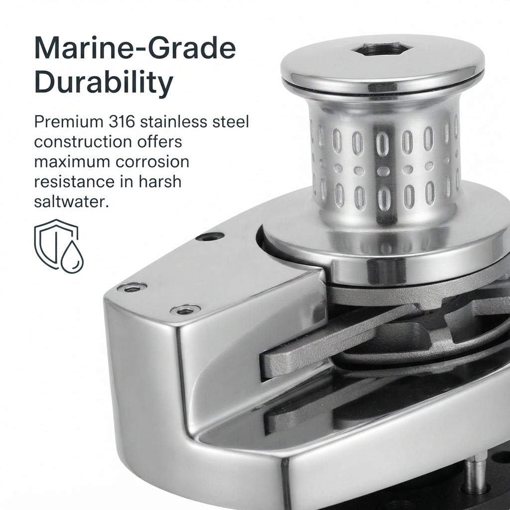 316 Stainless Steel Vertical Anchor Winch - 1200W 12V (10-16m Vessels)