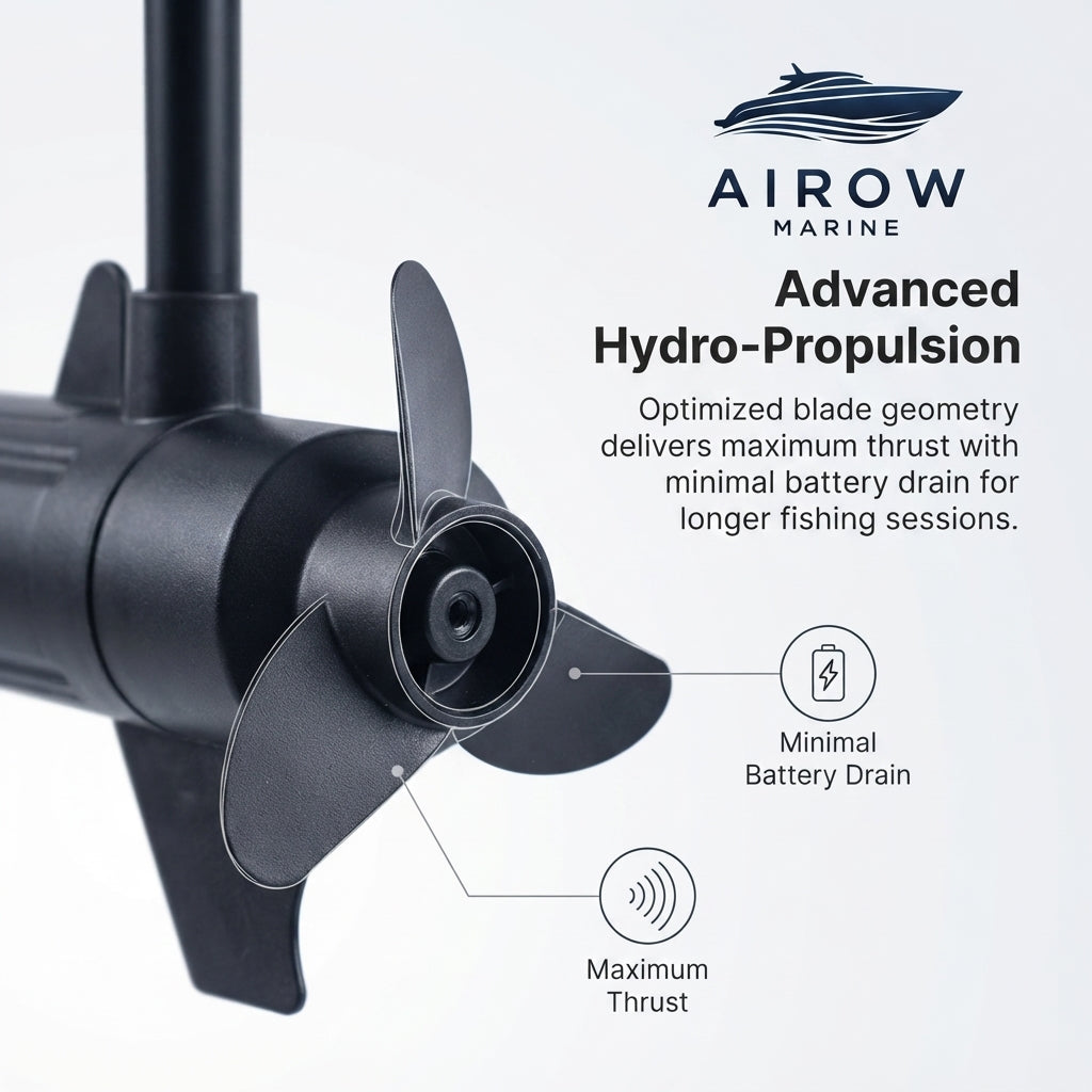 Airow Marine 12V Electric Trolling Motor - Quiet Outboard for Fishing Boats
