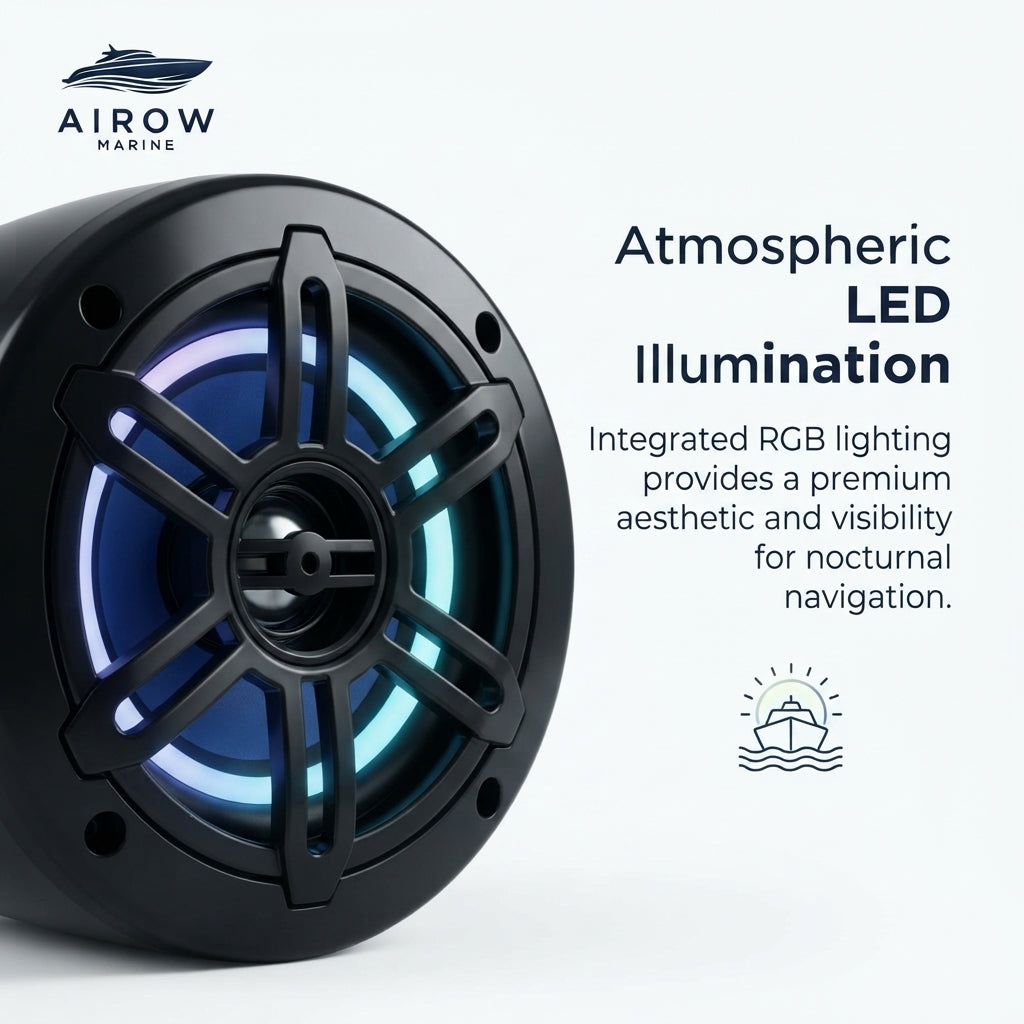 AirowMarine Wakeboard Tower Speakers - 300W Bluetooth RGB LED (4-Inch)