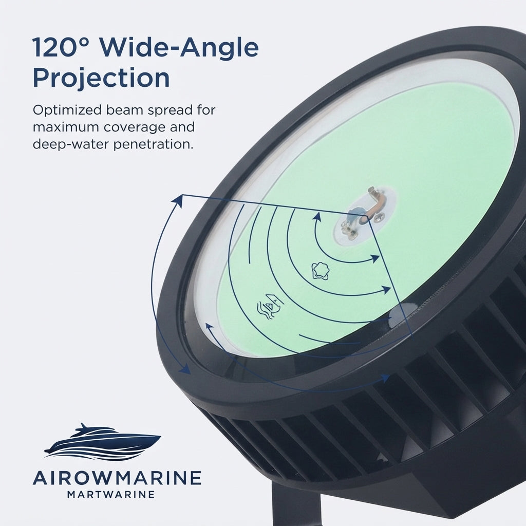 AIROW Marine 1000W Submersible Green LED Fish Attractor Light - IP68