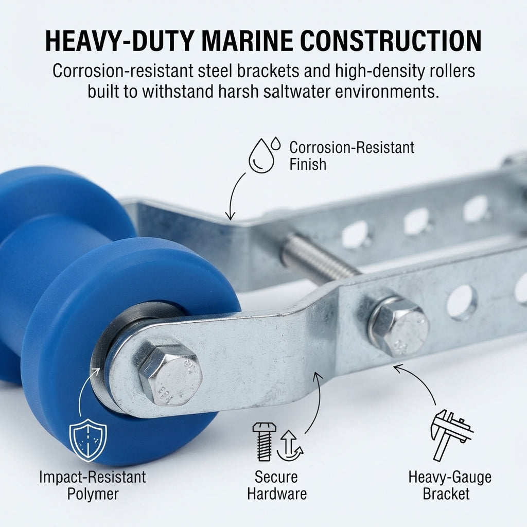 Adjustable Boat Trailer Keel Roller & Panel Bracket Assembly - Marine-Grade Stainless Steel