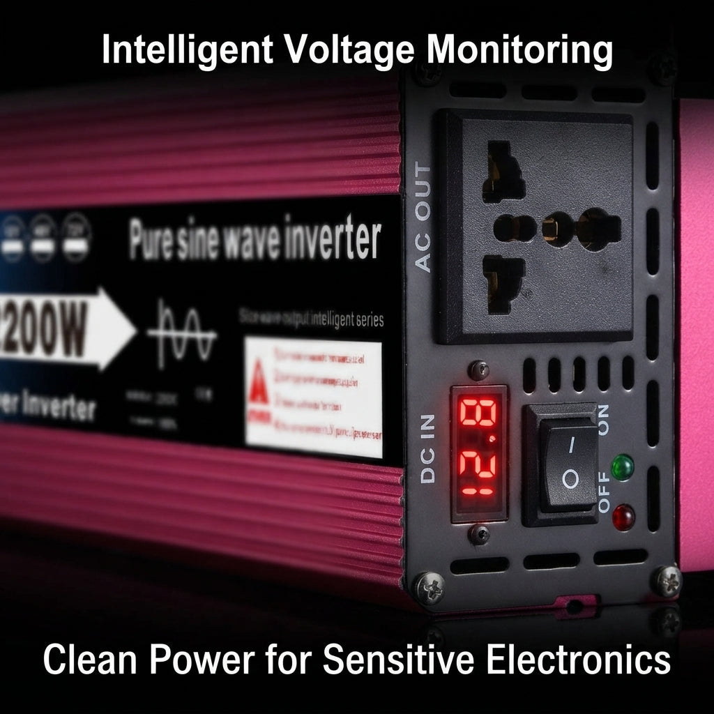 Airow Marine 2200W Pure Sine Wave Inverter - Multi-Voltage DC to AC Power (27x11x7cm)