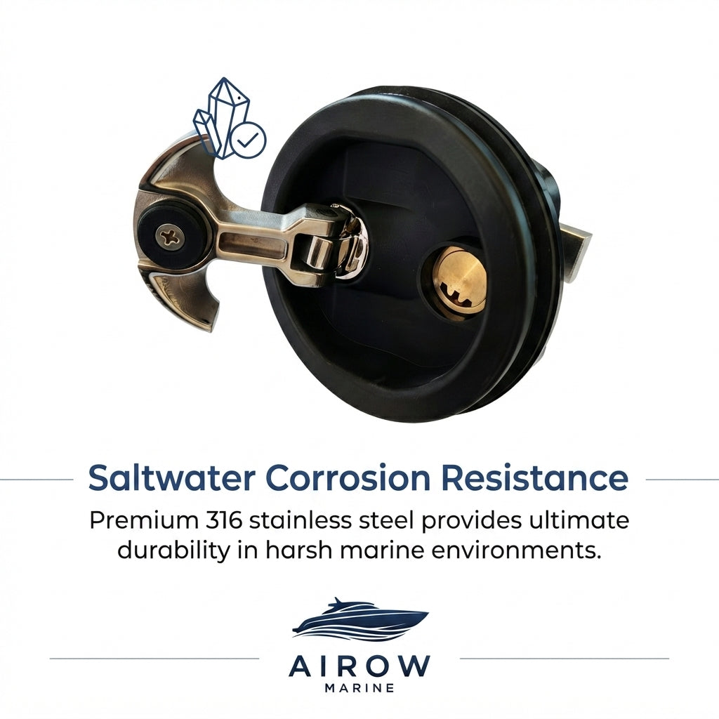 AirowMarine 316 Stainless Steel Flush Pull Latch - Universal Fit (80mm)
