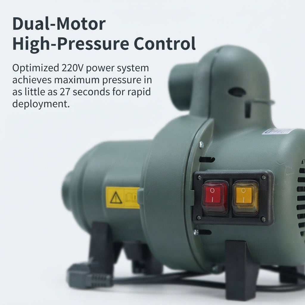 AirowMarine 220V High-Power Electric Air Inflator Pump - Dual Mode 5.0PSI for Boats & Yachts
